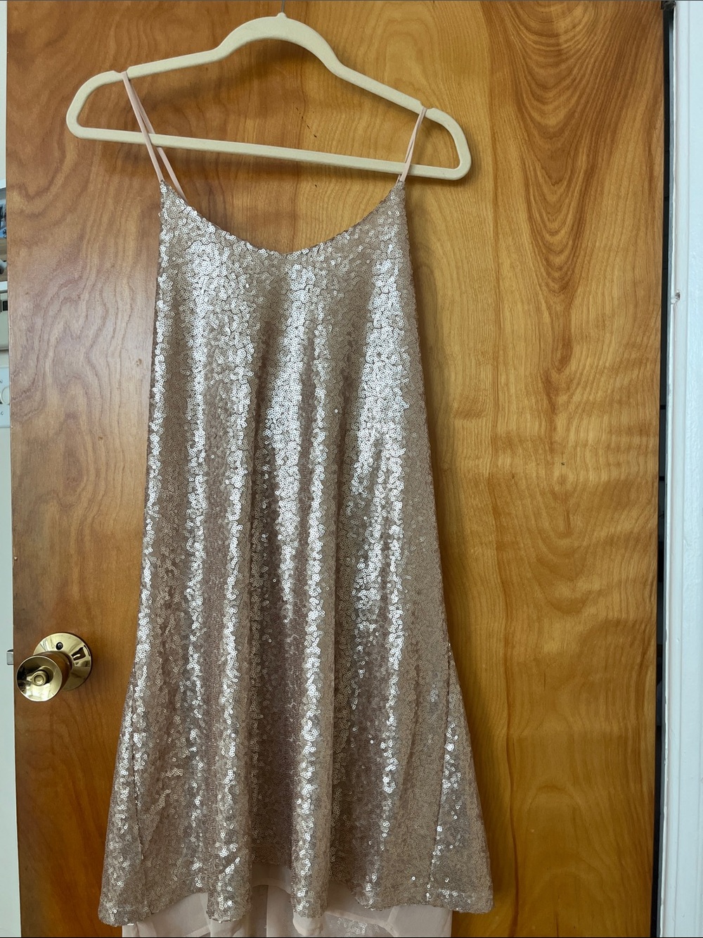 NWT Nordstrom Rack free press Rose Gold Sequin Mini Slip Dress